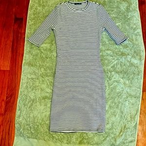 Black and White Striped Body Con Dress